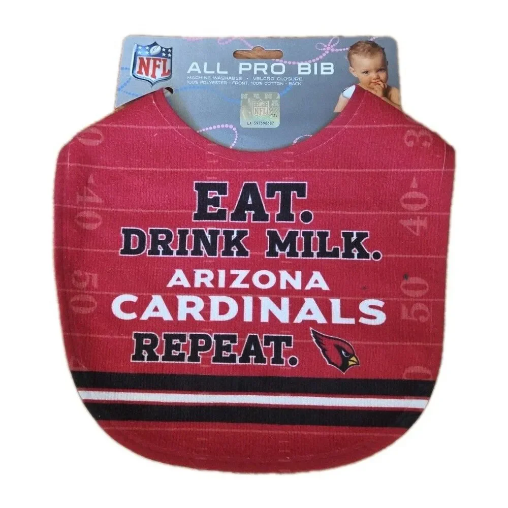 NFL Arizona Cardinals Baby Bib Eat Drink Milk ALL PRO BIB Red Football NWT